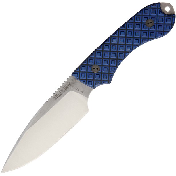 Bradford Knives Guardian4 Fixed Blade Knife Black/Blue G-10 (False Edge/N690/Satin)