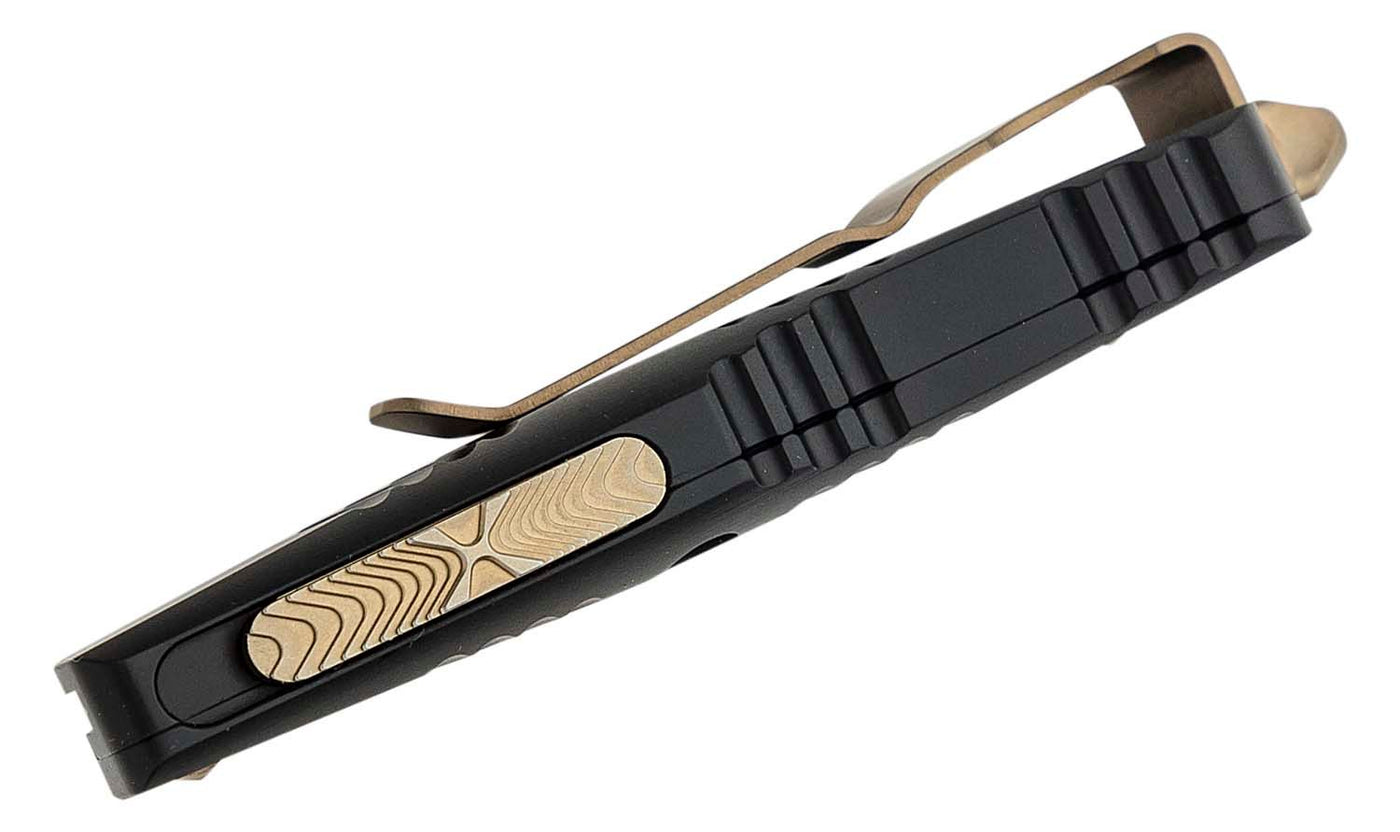 Microtech Mini Troodon Hellhound OTF Automatic Knife Black (1.9" Bronze) 819-13S