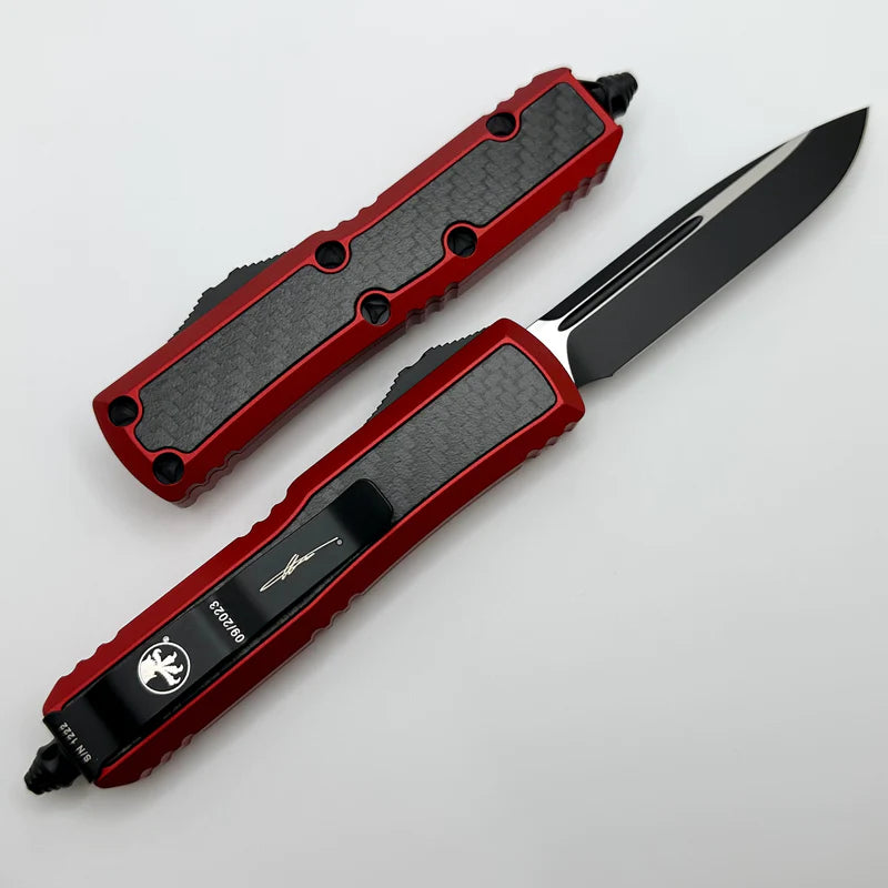 Microtech Daytona S/E D/A OTF Knife Red w/ Carbon Fiber (3.25" Black)