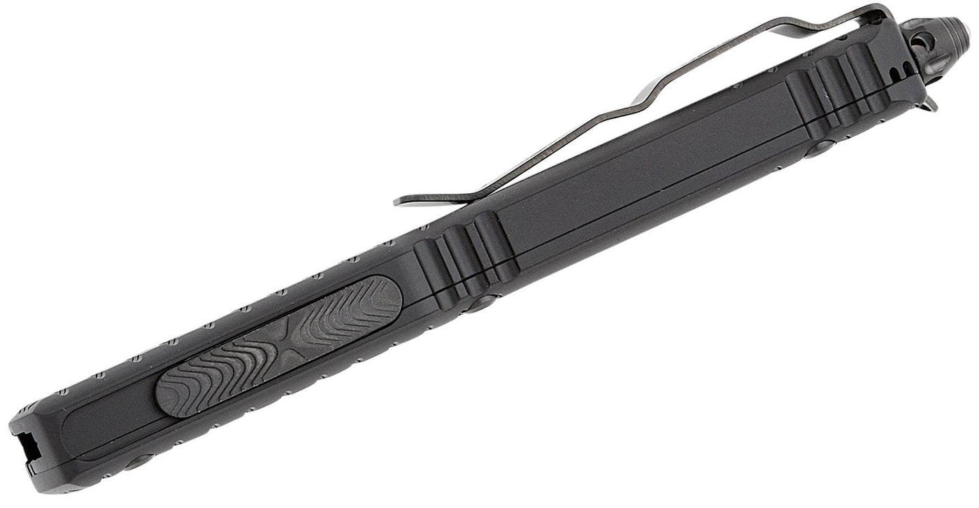 Microtech 123-1UT-DSH Ultratech Shadow Frag AUTO OTF 3.46" Black DLC Tanto Plain Blade, Black Aluminum Handle with Nickel Boron Internals
