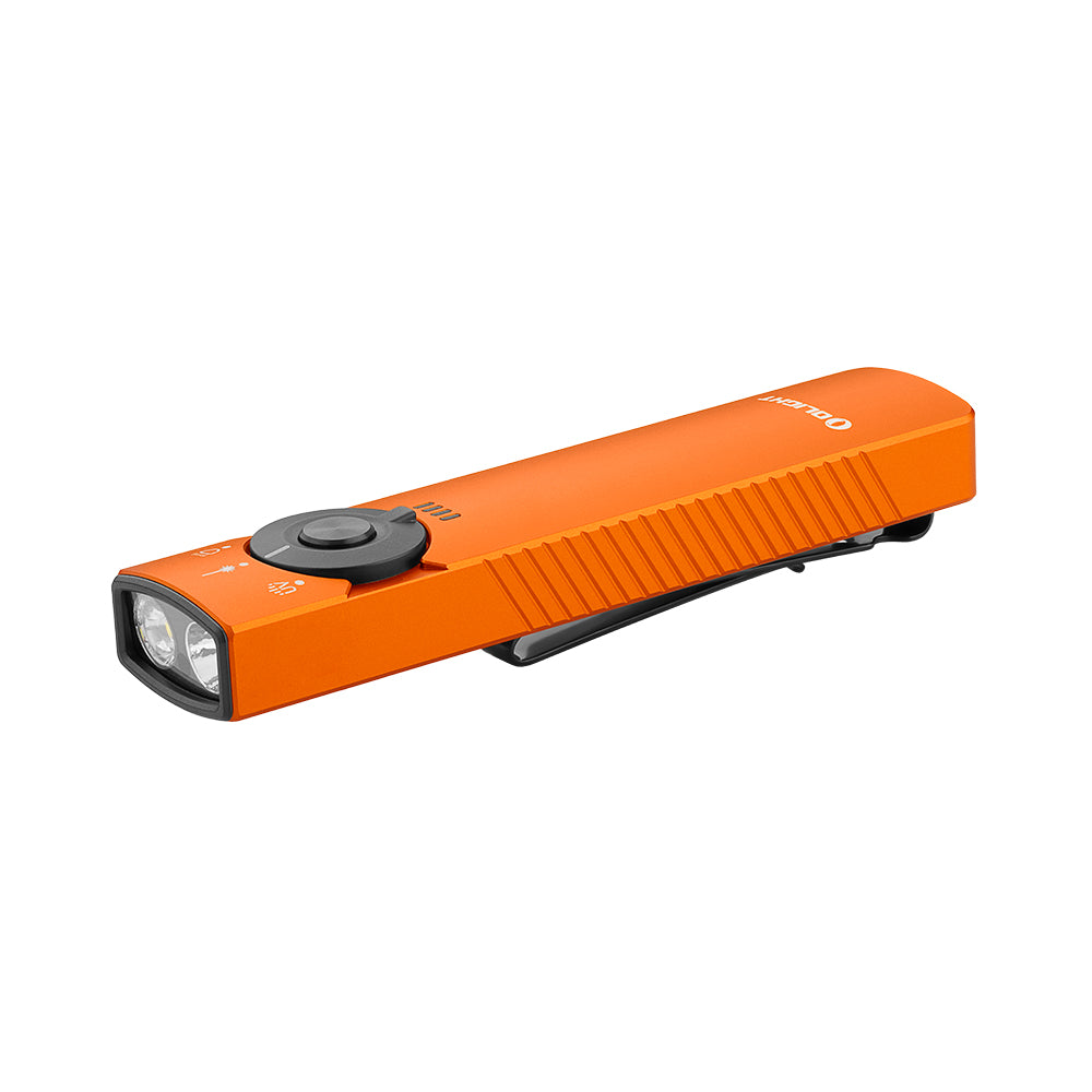 Olight Arkfeld Pro Flat EDC Flashlight with LED Light UV and Laser (Orange)