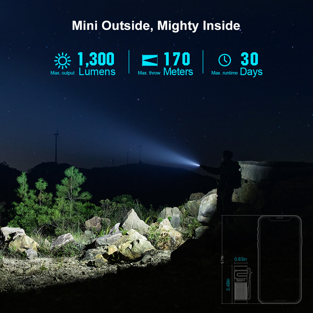 Olight Baton 4 Powerful EDC Flashlight 1300 Lumens