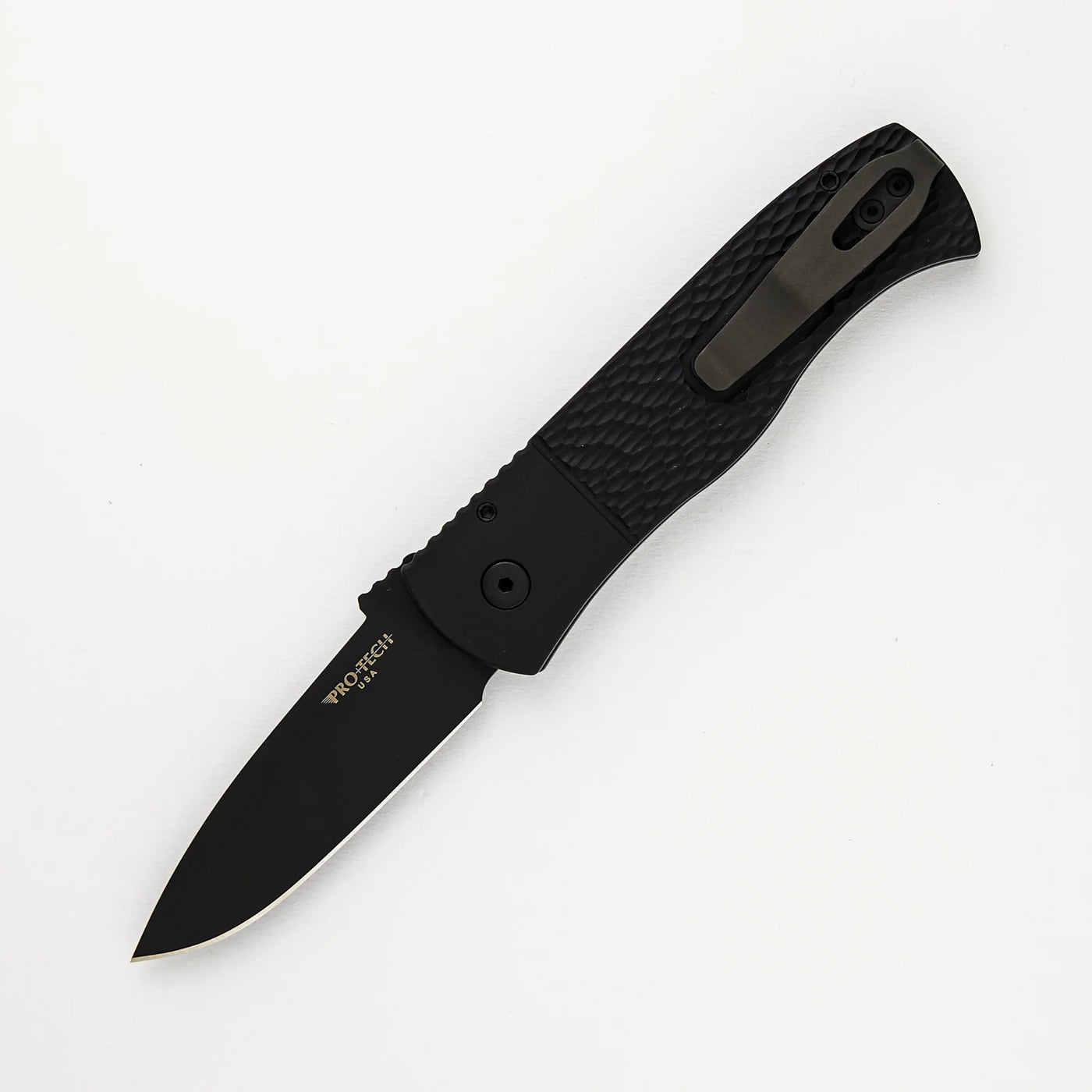 PRO-TECH KNIVES CQC7 AUTO EMERSON DESIGN E7A06-LH-20CV - LEFT HANDED, BLACK TEXTURED HANDLE, DLC BLACK SPEAR POINT 20CV BLADE