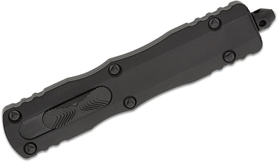 Microtech 227-1T Dirac Delta Tactical AUTO OTF Knife 3.79" Black Double Edge Dagger Blade, Black Aluminum Handles