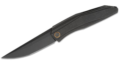 We Knife Company Limited Edition Cybernetic Front Flipper Knife 3.91" CPM-20CV Black Stonewashed Straight Back Blade, Black Titanium Handles, Frame Lock - WE22033-1