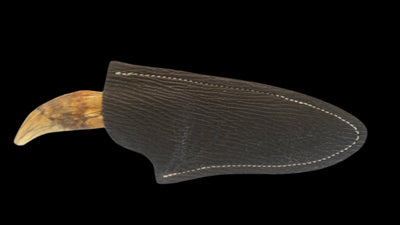 BAM Custom Knife with Cave Bear Tooth Handle Showing Shark Skin Sheeth