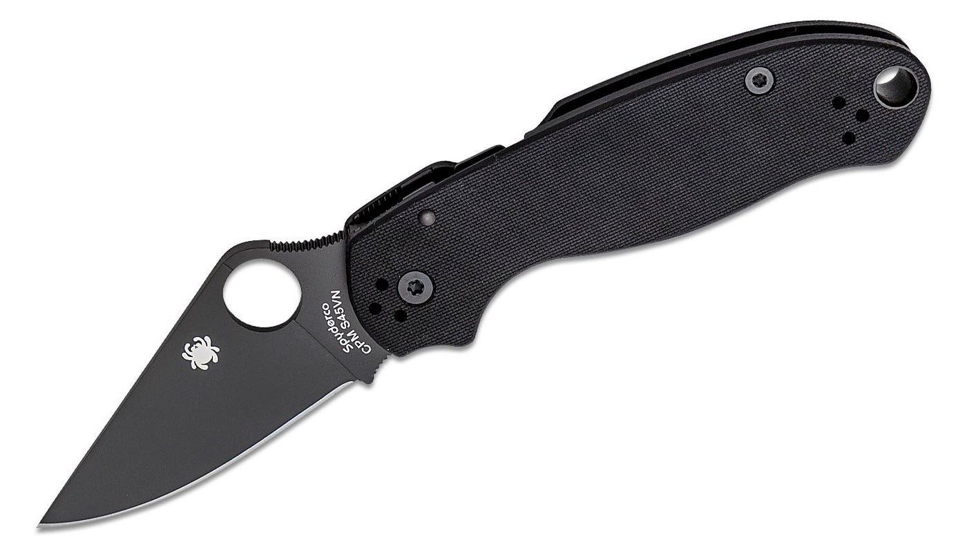 Spyderco Para 3 Folding Knife 3" S45VN Black Plain Blade, Black G10 Handles (Paramilitary 3), Compression Lock - C223GPBK