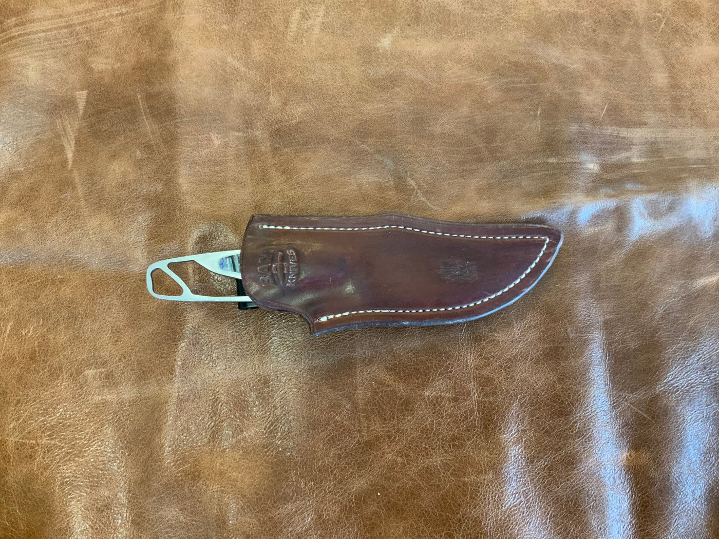 BAM Custom 327 Woolly Mammoth Molar 80CRV2 Steel Knife w/ Handmade Leather Sheath (Utah Made) - timberknives.com