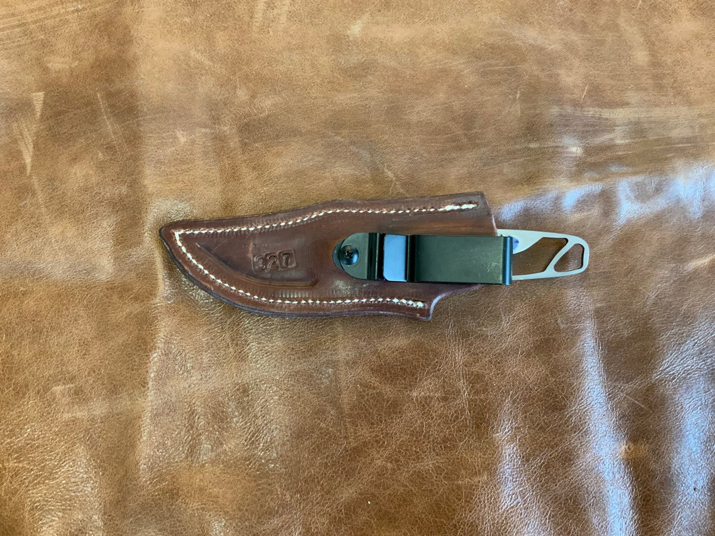 BAM Custom 327 Woolly Mammoth Molar 80CRV2 Steel Knife w/ Handmade Leather Sheath (Utah Made) - timberknives.com