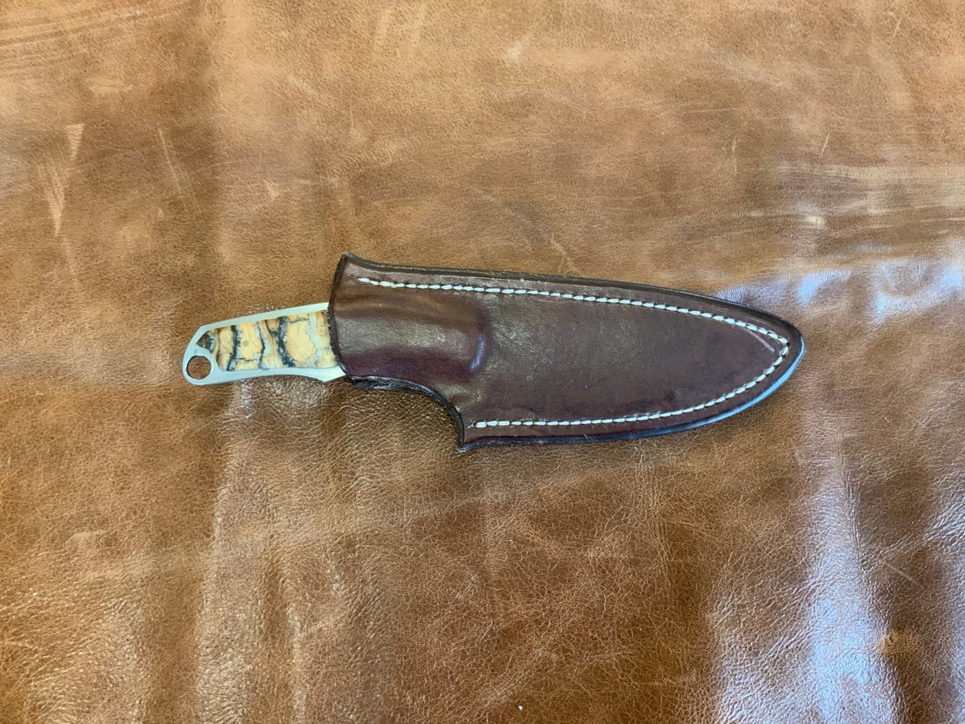 BAM Custom 330 Woolly Mammoth Molar 80CRV2 Steel Knife w/ Handmade Leather Sheath (Utah Made) - timberknives.com