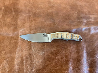 BAM Custom 330 Woolly Mammoth Molar 80CRV2 Steel Knife w/ Handmade Leather Sheath (Utah Made) - timberknives.com