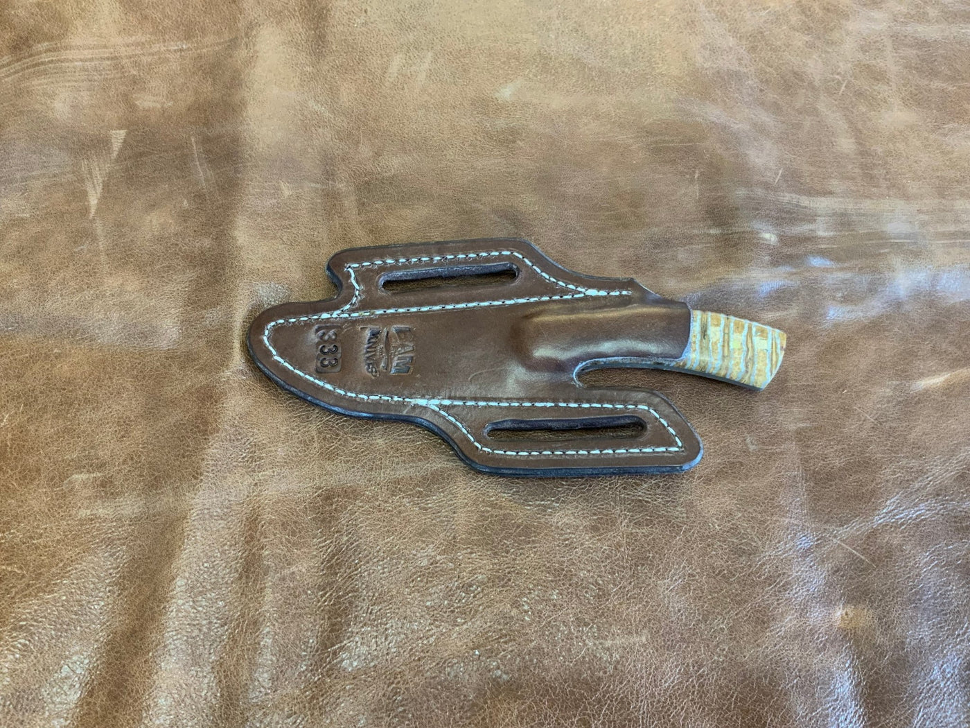 BAM Custom 333 Woolly Mammoth Molar 80CRV2 Steel Knife w/ Handmade Leather Sheath (Utah Made) - timberknives.com