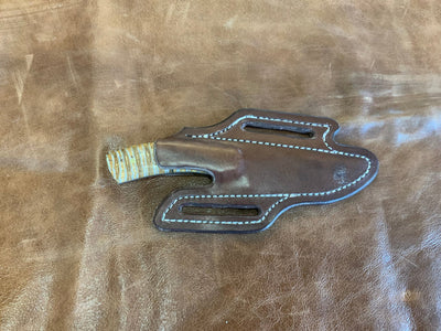 BAM Custom 333 Woolly Mammoth Molar 80CRV2 Steel Knife w/ Handmade Leather Sheath (Utah Made) - timberknives.com