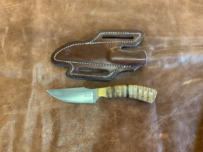 BAM Custom 333 Woolly Mammoth Molar 80CRV2 Steel Knife w/ Handmade Leather Sheath (Utah Made) - timberknives.com