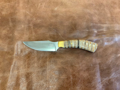 BAM Custom 333 Woolly Mammoth Molar 80CRV2 Steel Knife w/ Handmade Leather Sheath (Utah Made) - timberknives.com