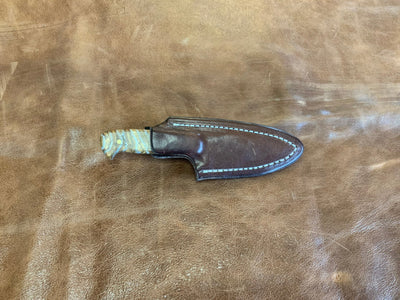 BAM Custom 336 Woolly Mammoth Molar 80CRV2 Steel Knife w/ Handmade Leather Sheath (Utah Made) - timberknives.com