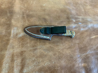 BAM Custom 336 Woolly Mammoth Molar 80CRV2 Steel Knife w/ Handmade Leather Sheath (Utah Made) - timberknives.com