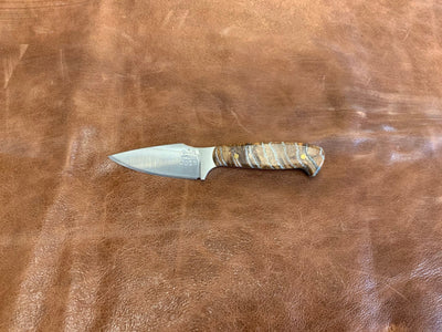 BAM Custom 336 Woolly Mammoth Molar 80CRV2 Steel Knife w/ Handmade Leather Sheath (Utah Made) - timberknives.com