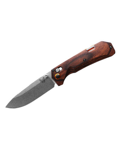 Benchmade 15062 Grizzly Creek Folding Knife - CPM - S30V Drop - Point Blade with Gut Hook, Premium Hunting EDC Pocket Knife with Stabilized Wood Handle - timberknives.com