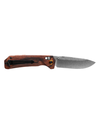 Benchmade 15062 Grizzly Creek Folding Knife - CPM - S30V Drop - Point Blade with Gut Hook, Premium Hunting EDC Pocket Knife with Stabilized Wood Handle - timberknives.com