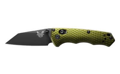 Benchmade 2900BK - 2 Auto Immunity Folding Knife - CPM - M4 Black Blade, Automatic Opening, Premium EDC Pocket Knife with Woodland Green Aluminum Handle - timberknives.com