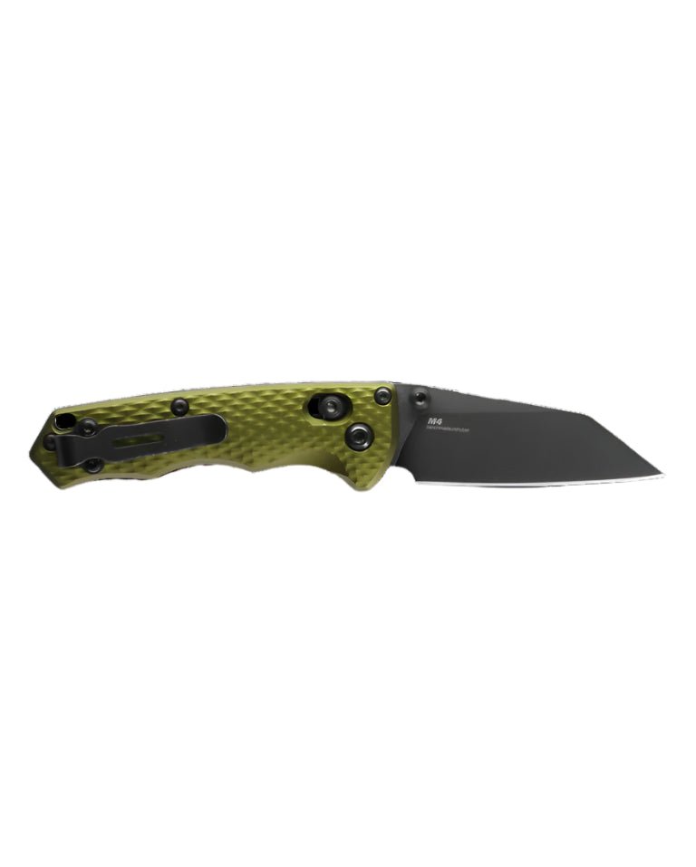 Benchmade 2900BK - 2 Auto Immunity Folding Knife - CPM - M4 Black Blade, Automatic Opening, Premium EDC Pocket Knife with Woodland Green Aluminum Handle - timberknives.com
