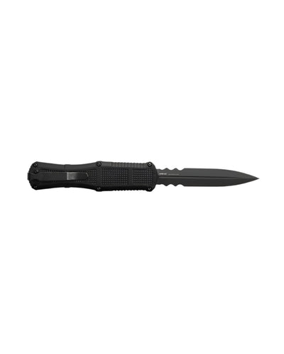 Benchmade 3370SGY Claymore OTF Knife - CPM - D2 Dagger Blade, Automatic Opening, Premium Tactical EDC Knife with Black Grivory Handle - timberknives.com