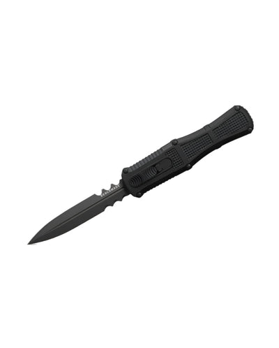 Benchmade 3370SGY Claymore OTF Knife - CPM - D2 Dagger Blade, Automatic Opening, Premium Tactical EDC Knife with Black Grivory Handle - timberknives.com