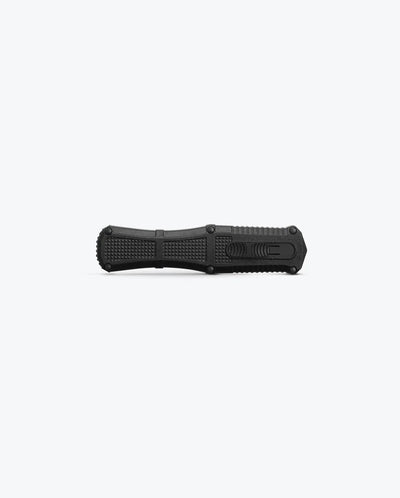 Benchmade 3370SGY Claymore OTF Knife - CPM - D2 Dagger Blade, Automatic Opening, Premium Tactical EDC Knife with Black Grivory Handle - timberknives.com