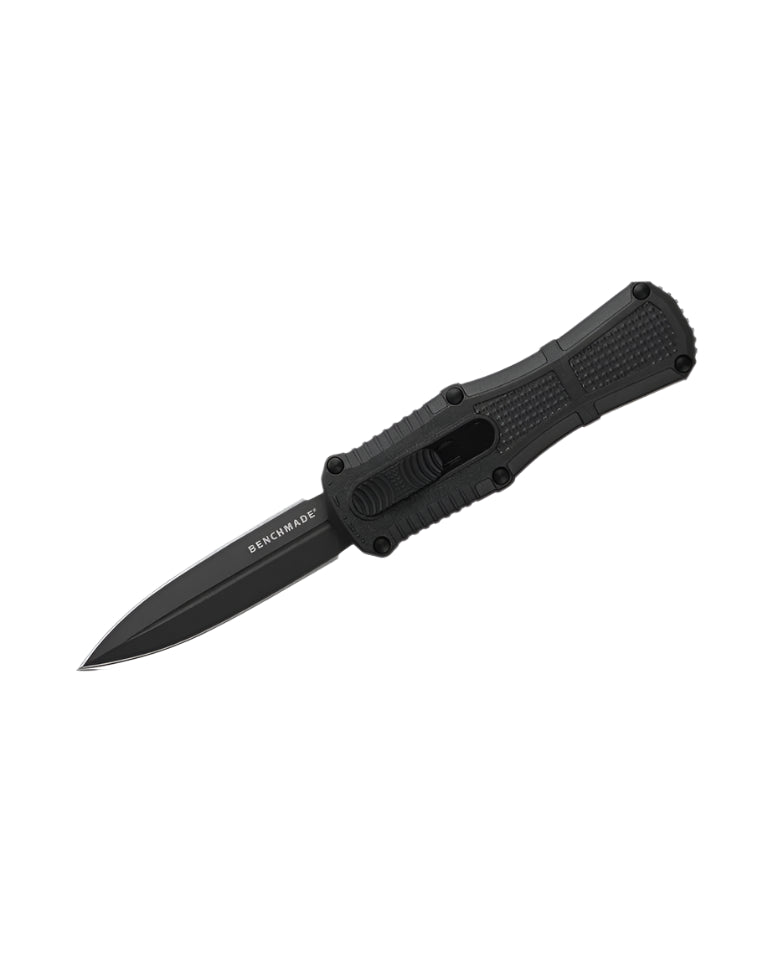 Benchmade 3375GY Mini Claymore OTF Folding Knife - CPM - D2 Dagger Blade, Automatic Opening, Premium Compact Tactical EDC Knife with Black Grivory Handle - timberknives.com
