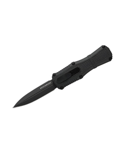Benchmade 3375GY Mini Claymore OTF Folding Knife - CPM - D2 Dagger Blade, Automatic Opening, Premium Compact Tactical EDC Knife with Black Grivory Handle - timberknives.com