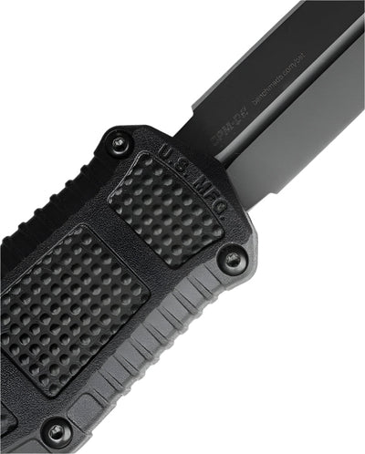 Benchmade 3375GY Mini Claymore OTF Folding Knife - CPM - D2 Dagger Blade, Automatic Opening, Premium Compact Tactical EDC Knife with Black Grivory Handle - timberknives.com