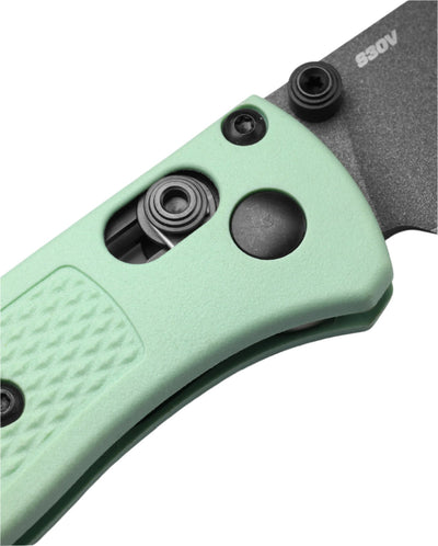 Benchmade 533GY - 06 Mini Bugout Folding Knife - CPM - S30V Drop - Point Blade, AXIS Lock, Premium Ultralight EDC Pocket Knife with Sea Foam Grivory Handle - timberknives.com