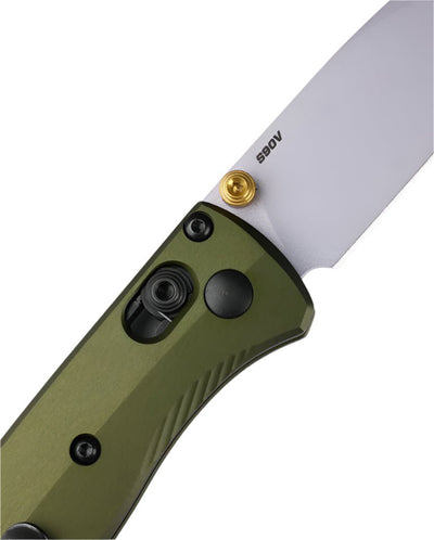 Benchmade 533SL - 10 Mini Bugout Folding Knife - CPM - S90V Drop - Point Blade, AXIS Lock, Premium Ultralight EDC Pocket Knife with Woodland Green Anodized Aluminum Handle - timberknives.com