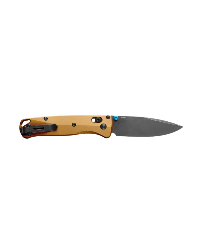 Benchmade 535BK - 07 Bugout Folding Knife - M390 Drop - Point Blade, AXIS Lock, Premium Ultralight EDC Pocket Knife with Burnt Brass Aluminum Handle - timberknives.com