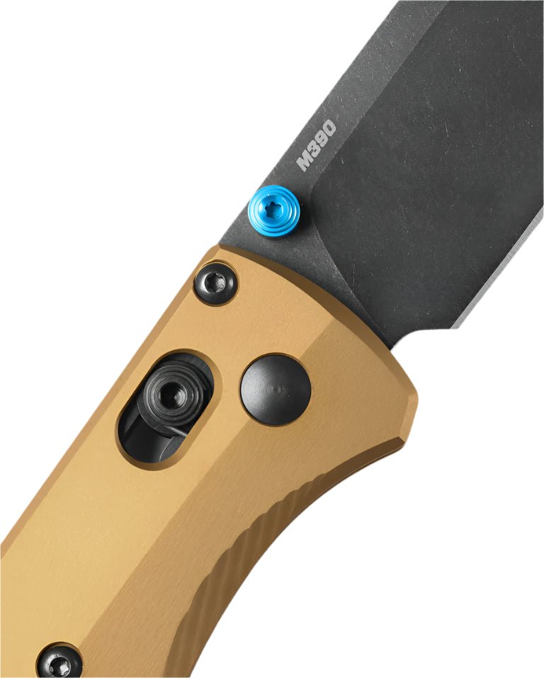 Benchmade 535BK - 07 Bugout Folding Knife - M390 Drop - Point Blade, AXIS Lock, Premium Ultralight EDC Pocket Knife with Burnt Brass Aluminum Handle - timberknives.com
