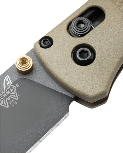 Benchmade 535GRY - 1 Bugout Folding Knife - CPM - S30V Drop - Point Blade, AXIS Lock, Premium Ultralight EDC Pocket Knife with Ranger Green Grivory Handle - timberknives.com