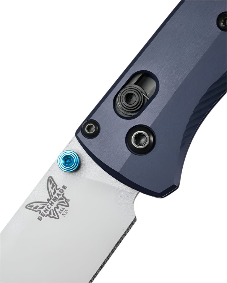 Benchmade 535SL - 13 Bugout Folding Knife - CPM - S90V Drop - Point Blade, AXIS Lock, Premium Ultralight EDC Pocket Knife with Crater Blue Anodized Aluminum Handle - timberknives.com