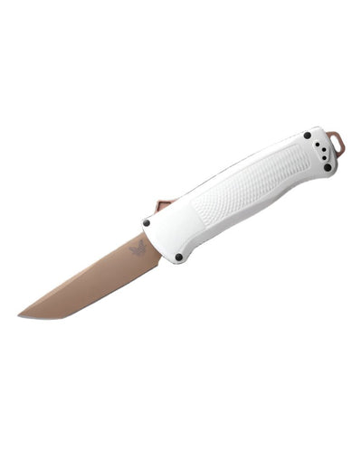 Benchmade 5370FE - 02 Shootout OTF Knife - CPM - CruWear FDE Tanto Blade, Automatic Opening, Premium Tactical EDC Pocket Knife with Cool Gray Grivory Handle - timberknives.com