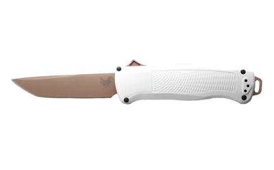 Benchmade 5370FE - 02 Shootout OTF Knife - CPM - CruWear FDE Tanto Blade, Automatic Opening, Premium Tactical EDC Pocket Knife with Cool Gray Grivory Handle - timberknives.com