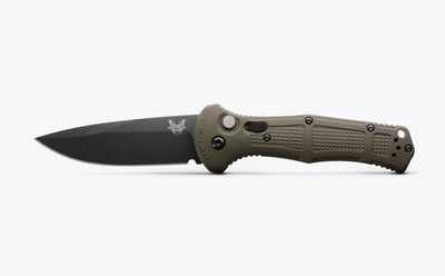 Benchmade 9070BK - 1 Claymore Folding Knife - CPM - D2 Drop - Point Blade, Automatic Opening, Premium Tactical EDC Pocket Knife with Ranger Green Grivory Handle - timberknives.com