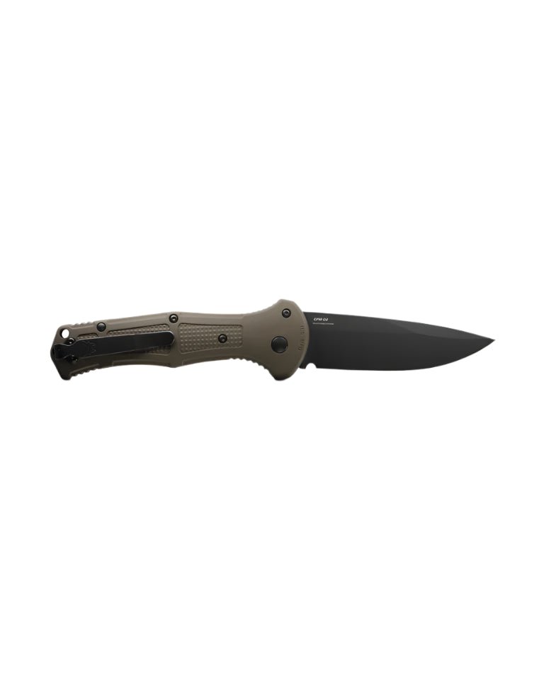 Benchmade 9070BK - 1 Claymore Folding Knife - CPM - D2 Drop - Point Blade, Automatic Opening, Premium Tactical EDC Pocket Knife with Ranger Green Grivory Handle - timberknives.com