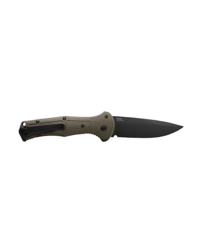 Benchmade 9070BK - 1 Claymore Folding Knife - CPM - D2 Drop - Point Blade, Automatic Opening, Premium Tactical EDC Pocket Knife with Ranger Green Grivory Handle - timberknives.com
