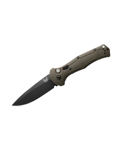Benchmade 9070BK - 1 Claymore Folding Knife - CPM - D2 Drop - Point Blade, Automatic Opening, Premium Tactical EDC Pocket Knife with Ranger Green Grivory Handle - timberknives.com
