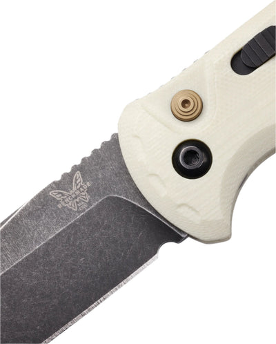 Benchmade 9070SBK Claymore Folding Knife - CPM - D2 Drop - Point Blade, Automatic Opening, Premium Tactical EDC Pocket Knife with Ivory Grivory Handle - timberknives.com