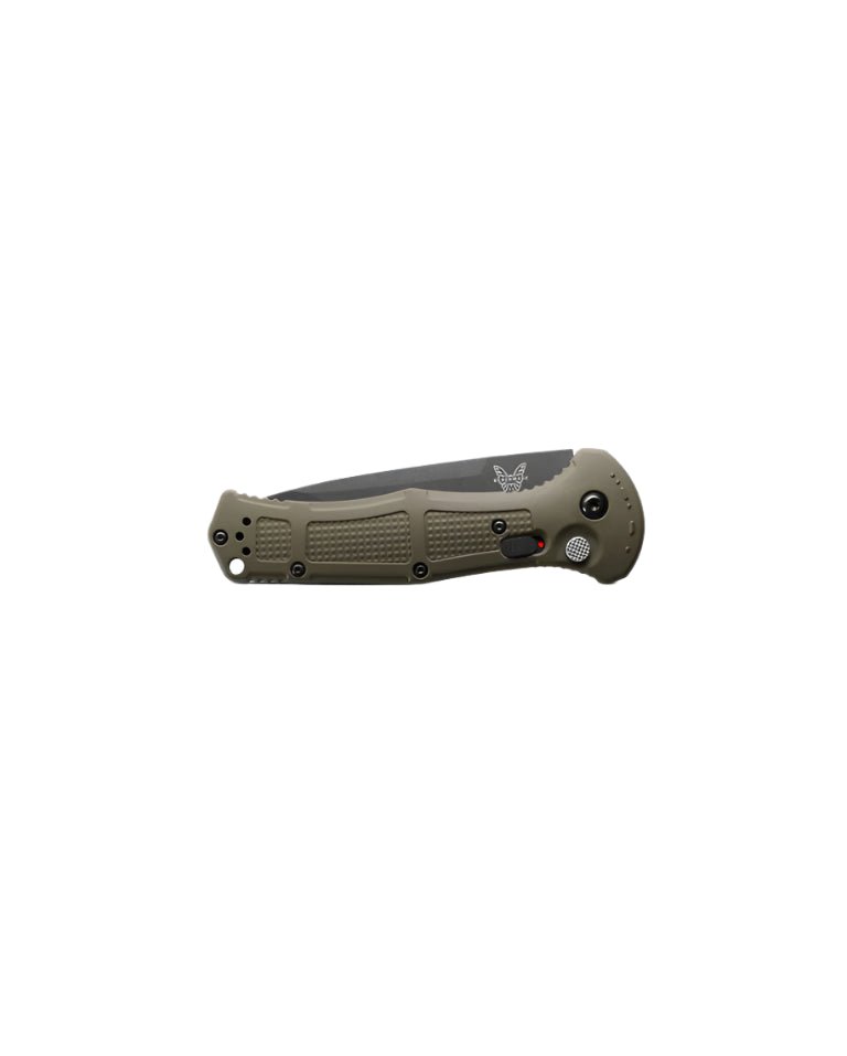 Benchmade 9071BK - 1 Claymore Folding Knife - CPM - D2 Tanto Blade, Automatic Opening, Premium Tactical EDC Pocket Knife with Ranger Green Grivory Handle - timberknives.com