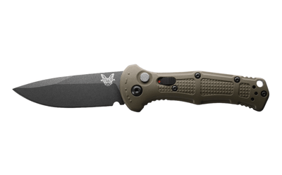 Benchmade 9570BK - 1 Mini Claymore Folding Knife - CPM - D2 Drop - Point Blade, Automatic Opening, Premium Tactical EDC Pocket Knife with Ranger Green Grivory Handle - timberknives.com