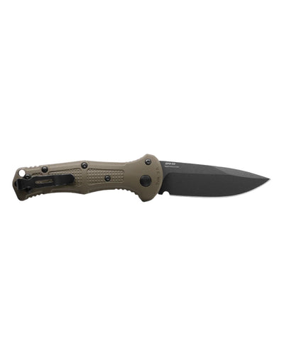 Benchmade 9570BK - 1 Mini Claymore Folding Knife - CPM - D2 Drop - Point Blade, Automatic Opening, Premium Tactical EDC Pocket Knife with Ranger Green Grivory Handle - timberknives.com
