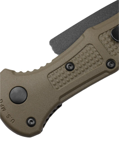Benchmade 9570BK - 1 Mini Claymore Folding Knife - CPM - D2 Drop - Point Blade, Automatic Opening, Premium Tactical EDC Pocket Knife with Ranger Green Grivory Handle - timberknives.com