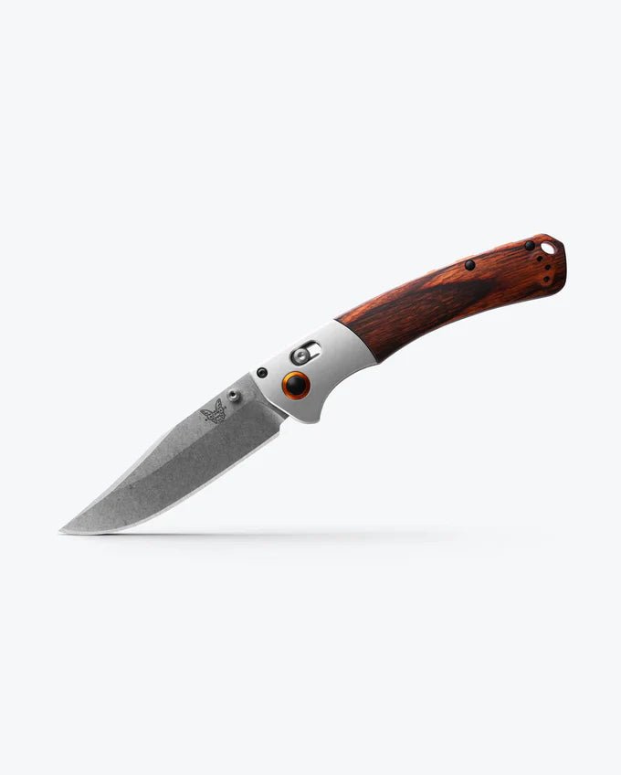 Benchmade Crooked River | Gray Aluminum &amp; Wood | Clip - Point - timberknives.com